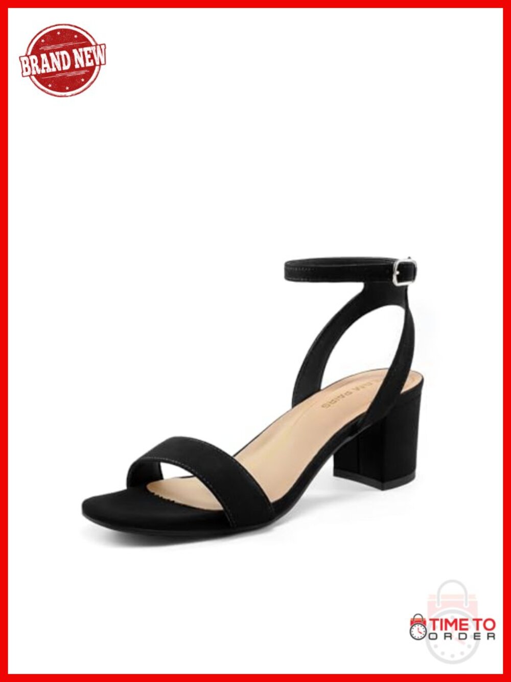 Women's Low Chunky Block Heel Sandals Ankle Strap Faux Suede Dress Shoes